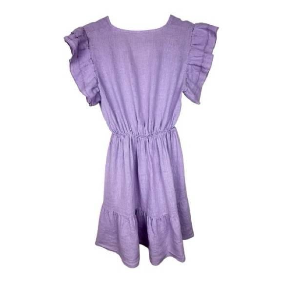 Mimü Madrid | 100% Linen Lavender Tiered Dress | Size Small - Picture 3 of 5